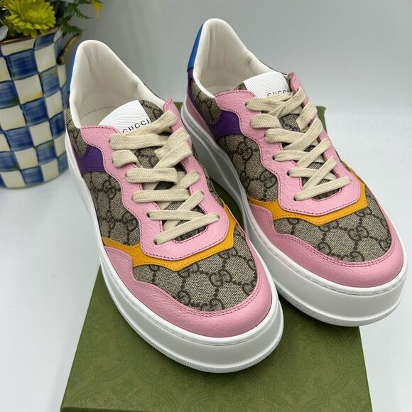 Women's Gucci GG Leather platform sneakers size 41 fits 10US made in Italy - Picture 1 of 11
